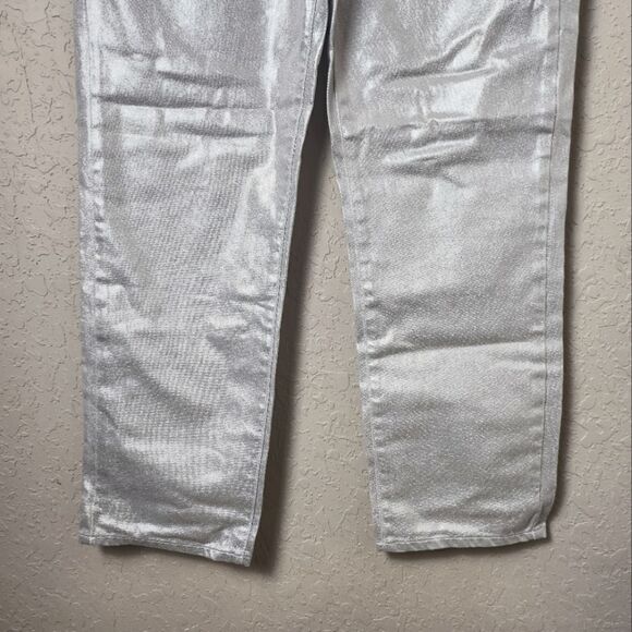 Rebecca Minkoff Silver Metallic High-Waisted Jeans NWOT - Picture 7 of 9
